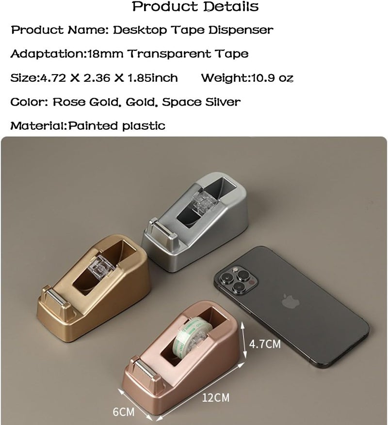 LASUND Basics Desktop Tape Dispenser, Office Desk Tape Dispenser, Heavy Duty Desk Accessories Office Tape Dispensers, Weighted Non-Skid Base,Ideal for Home, Office, School, or Business (Gold) - Image 2